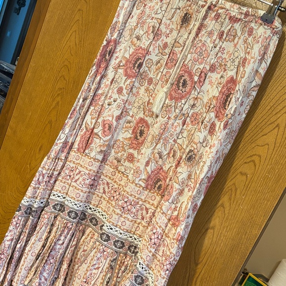 Spell Floral Maxi Skirt in Pink and Cream - Picture 1 of 4
